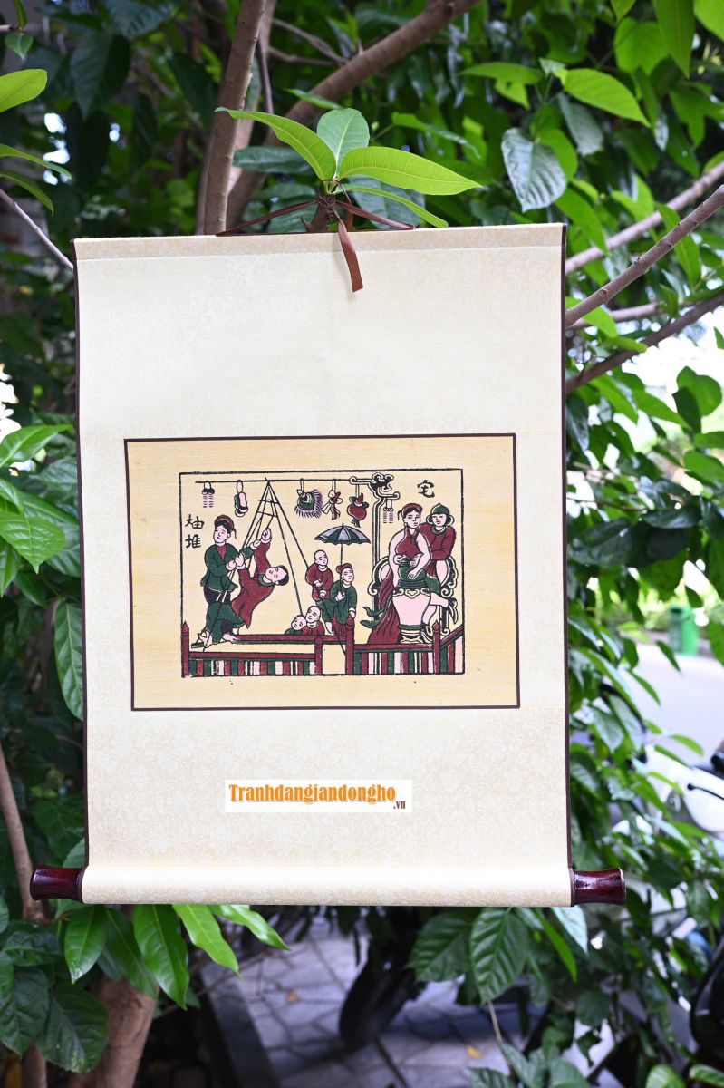 TRANH BỒI LỤA - ĐÁNH ĐU