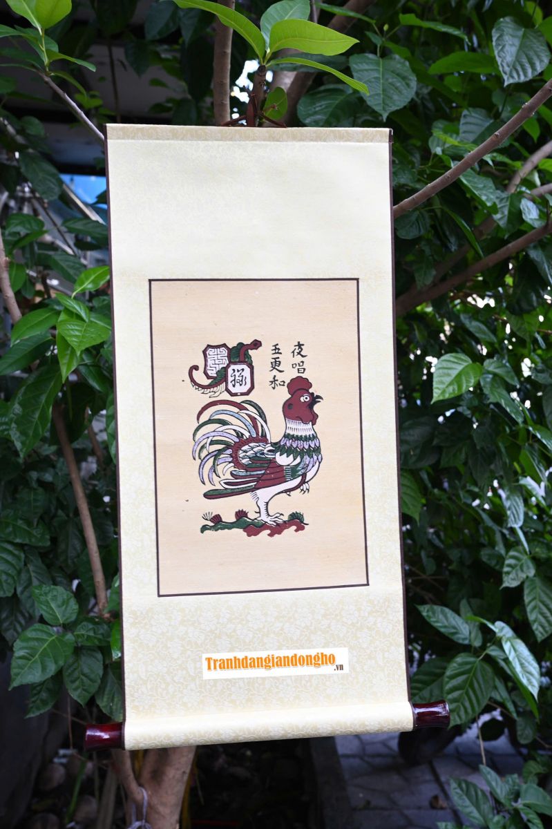 TRANH BỒI LỤA - GÀ DẠ XƯỚNG